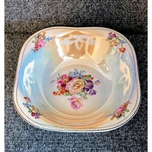 Vintage Crown Ivory Large Serving Bowl Floral Design Japan 11 30